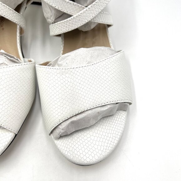 Walking‎ Cradles Size 7 Snakeskin Embossed White Leather Heels Sandals Shoes - Picture 5 of 14